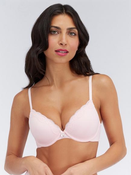 Boux Avenue Softest Ever Underwired Padded Plunge Bra, Powder Pink
