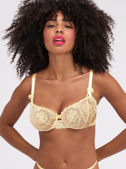 Boux Avenue Zoe Embroidered Non-Padded Underwired Balconette Bra, Buttermilk