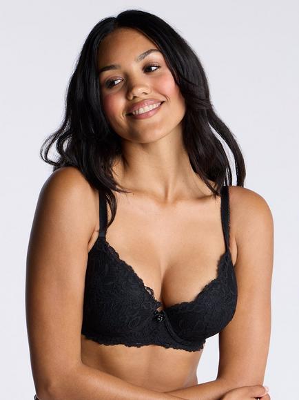 Boux Avenue Billie Lace Balconette Bra, Black