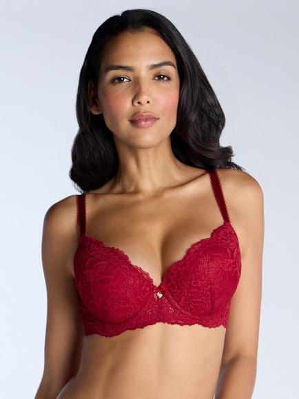 Boux Avenue Billie Lace Balconette Bra, Red