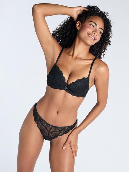 Boux Avenue Mollie Lace Thong - view 2, Black