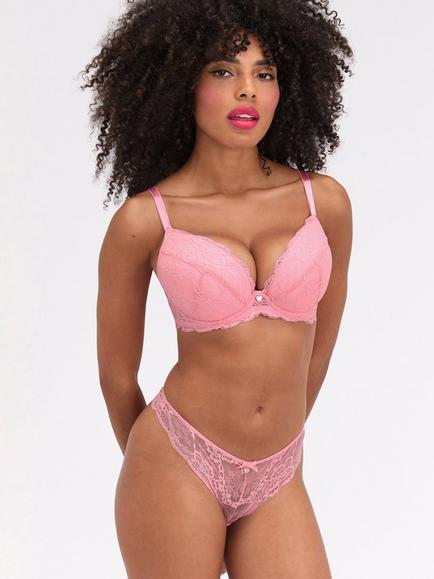 Boux Avenue Mollie Lace Thong, Rose Pink