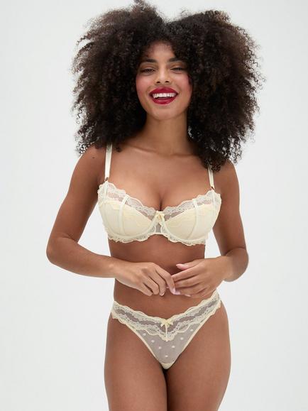 Boux Avenue Faye Mesh Knickers, Buttermilk - view 2, Buttermilk