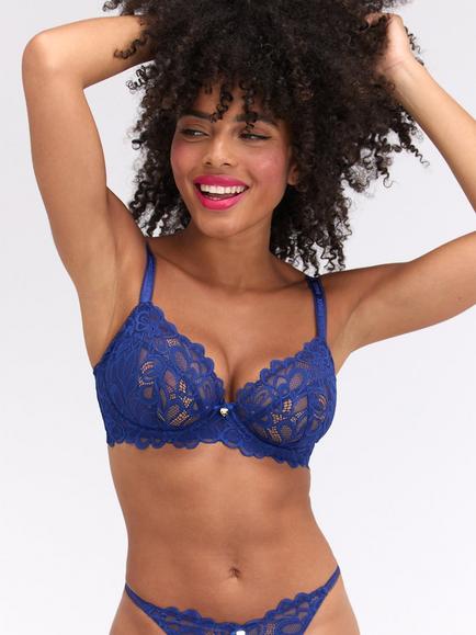 Boux Avenue Heidi Underwired Non-Padded Plunge Bra, Midnight Blue