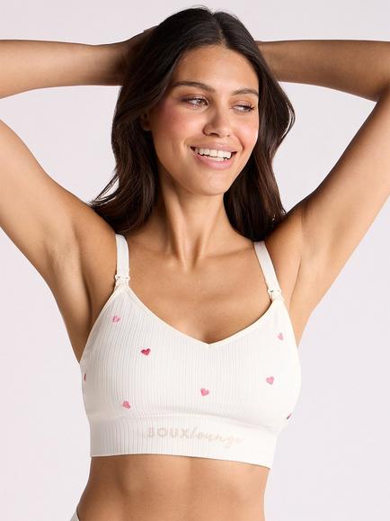 Boux Avenue Non-Padded Seamless Heart Nursing Bralette, Ivory/Multi, Ivory/Multi
