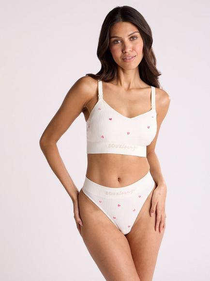 Boux Avenue Non-Padded Seamless Heart Nursing Bralette, Ivory/Multi - view 2, Ivory/Multi