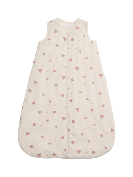 MORI Baby Heart Print Sleeping Bag, Cream, Cream