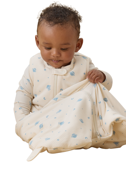 MORI Baby Space Print Sleeping Bag, Cream - view 2, Cream