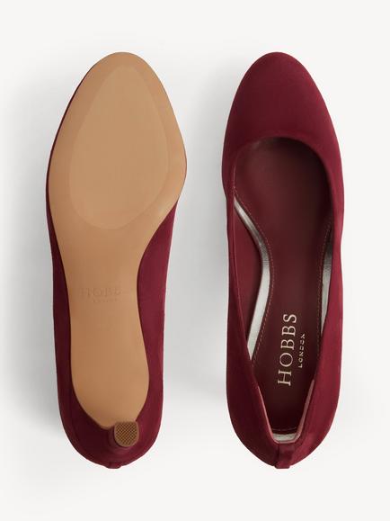 Hobbs Lizzie Suede Court Shoes, Warm Plum - view 2, Warm Plum