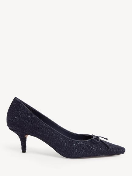 Hobbs Victoria Sequin Tweed Kitten Heel Court Shoes, Midnight Navy, Midnight Navy
