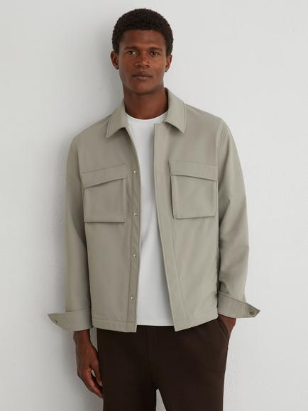 Reiss Divide Technical Twin Pocket Overshirt, Stone, Stone