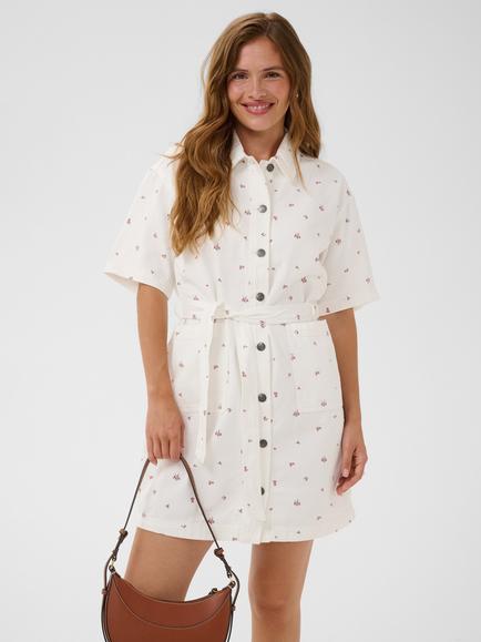 KAFFE Flora Denim Dress, White/Rose, White/Rose