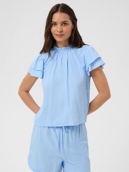 KAFFE Striped Blouse, Light Blue, Light Blue