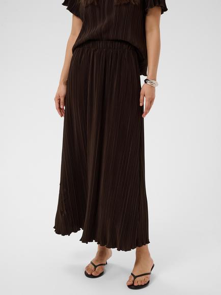 KAFFE Ines Plisse Skirt, Coffee Bean, Coffee Bean