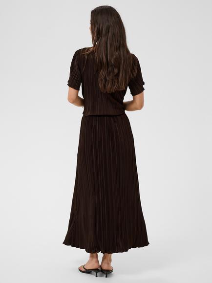 KAFFE Ines Plisse Skirt, Coffee Bean - view 2, Coffee Bean