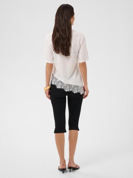 KAFFE Melis Lace Trim Top, Chalk - view 2, Chalk