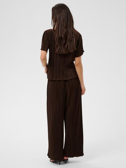 KAFFE Ines Plisse Trousers, Coffee Bean - view 2, Coffee Bean
