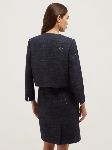 Hobbs Bria Sequin Tweed Jacket, Blue - view 2, Blue