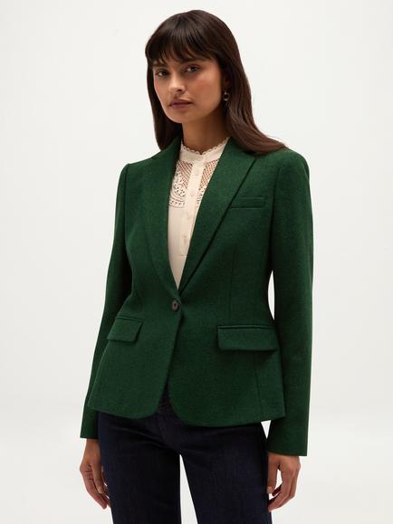 Hobbs Petite Blake Wool Blazer, Dark Green, Dark Green