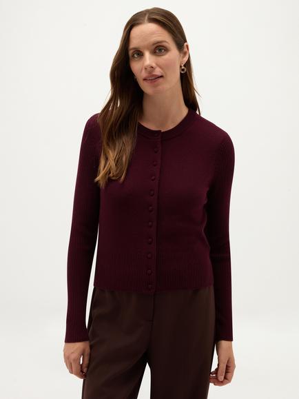 Hobbs Elsa Merino Wool-Cashmere Cardigan, Purple