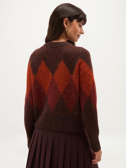 Hobbs Izzy Argyle Cardigan, Brown - view 2, Brown
