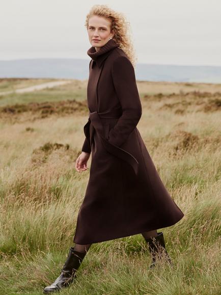 Hobbs Livia Wool Longline Coat - view 2, Brown