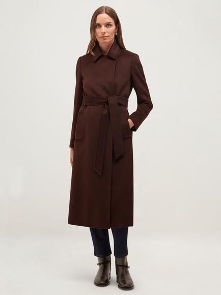 Hobbs Petite Livia Wool Longline Coat, Brown