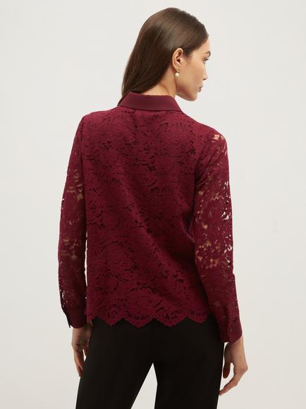 Hobbs Claire Lace Long Sleeve Shirt, Purple - view 2, Purple
