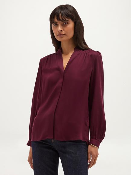 Hobbs Gwen Satin Blouse, Purple, Purple