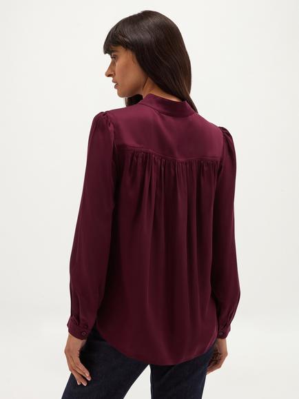 Hobbs Gwen Satin Blouse, Purple - view 2, Purple