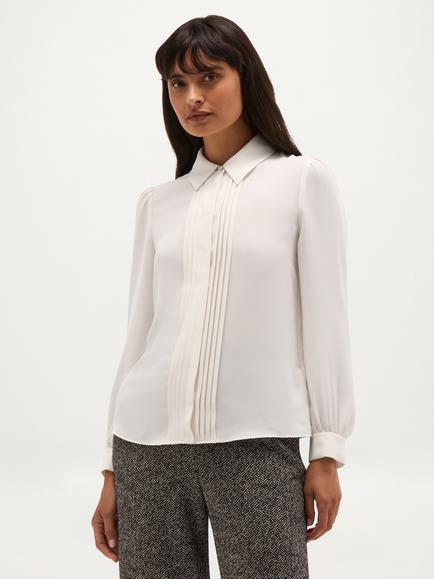 Hobbs Ramona Pleated Shirt, White, White