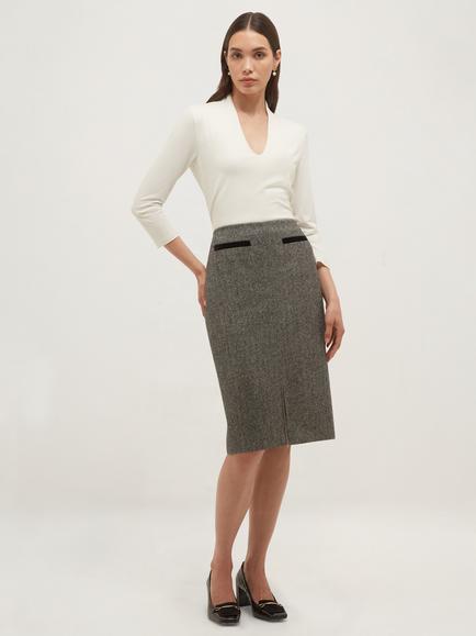 Hobbs Delphine Wool Midi Skirt, Black, Black