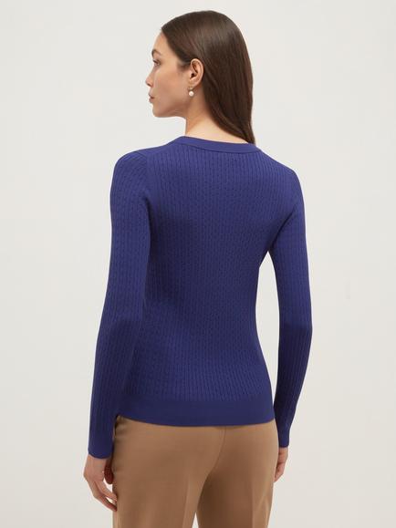 Hobbs Iris Cable Knit Jumper, Blue - view 2, Blue