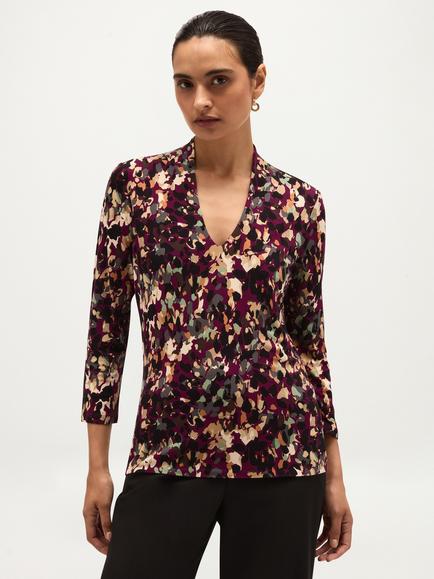 Hobbs Aimee Abstract V-Neck Top, Purple, Purple