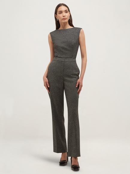 Hobbs Jasmina Herringbone Tailored Trousers, Black, Black