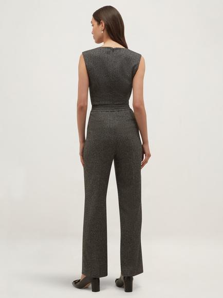 Hobbs Jasmina Herringbone Tailored Trousers, Black - view 2, Black