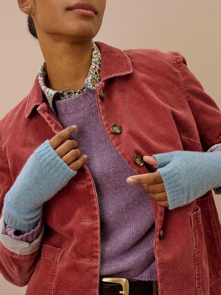 Brora Cashmere Wristwarmers Gloves, Nimbus - view 2, Nimbus