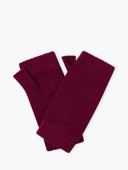 Brora Cashmere Wristwarmers Gloves, Nimbus, Claret