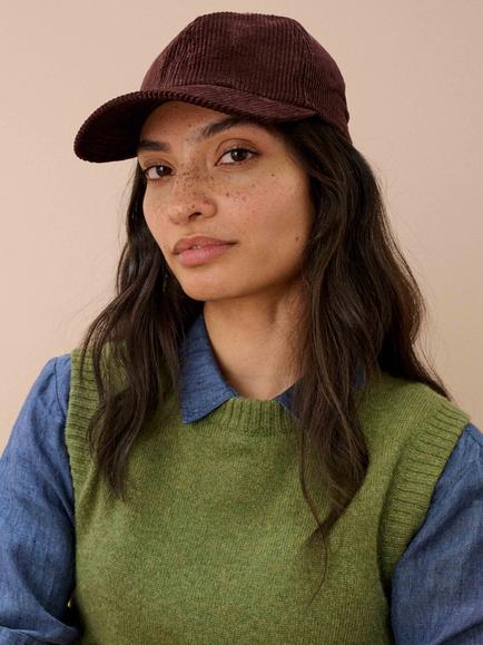 Brora Corduroy Cap, Chocolate - view 2, Chocolate