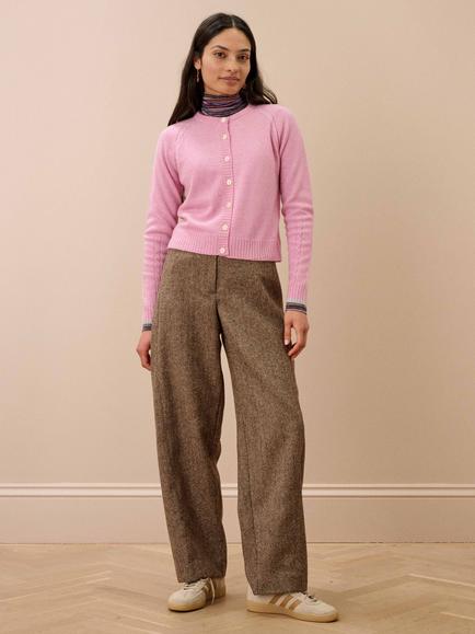 Brora Cashmere Cable Cardigan, Rose - view 2, Rose