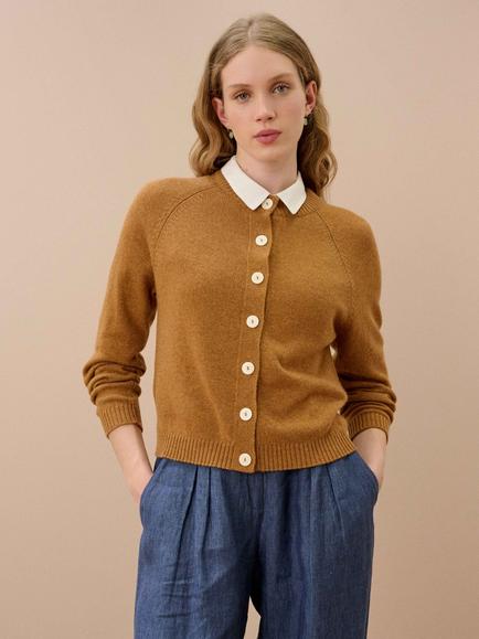 Brora Contemporary Cashmere Cardigan, Myrtle, Amber