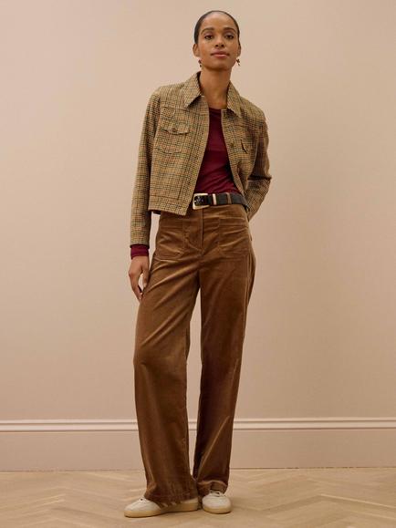 Brora Houndstooth Pure Wool Utility, Oatmeal/Paprika - view 2, Oatmeal/Paprika