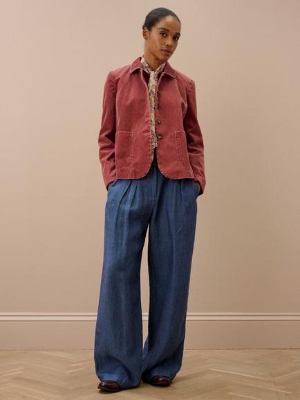 Brora Cotton Cord Shacket, Sage Green, Rosewood