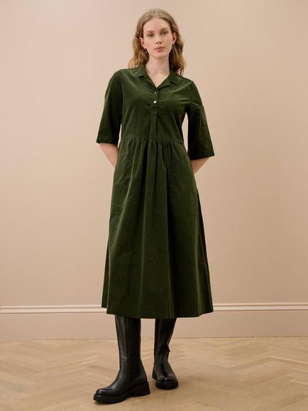 Brora Fit and Flare Midi Dress, Khaki, Khaki