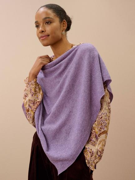 Brora Gauzy Cashmere Poncho, Cosmos, Heron