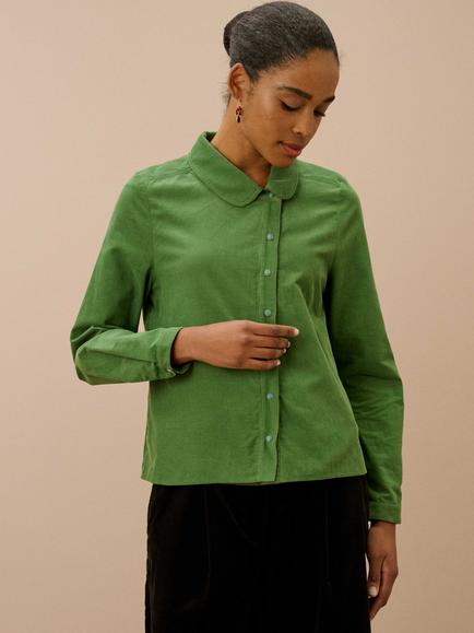 Brora Needlecord Cotton Shirt, Fern