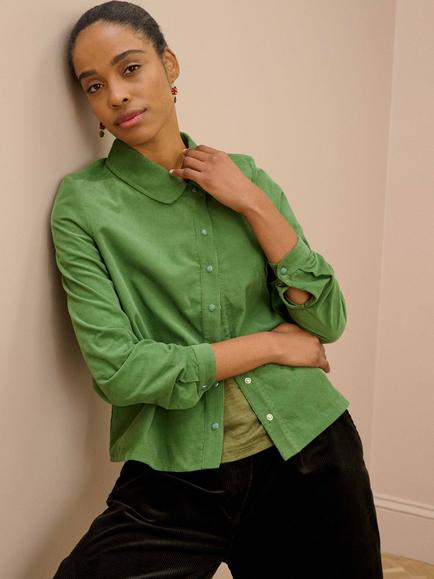 Brora Needlecord Cotton Shirt - view 2, Fern