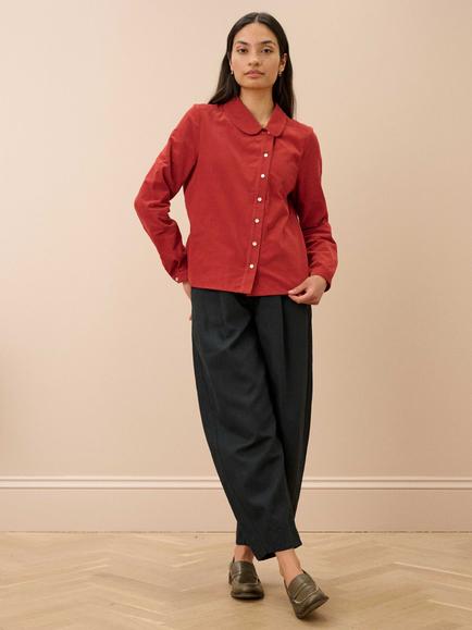 Brora Needlecord Cotton Shirt, Burnt Orange