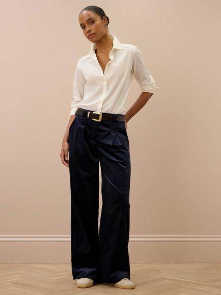 Brora Cotton Shirt, Sage - view 2, Ivory