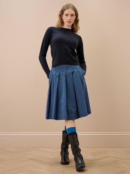 Brora Needlecord Skirt, Chambray